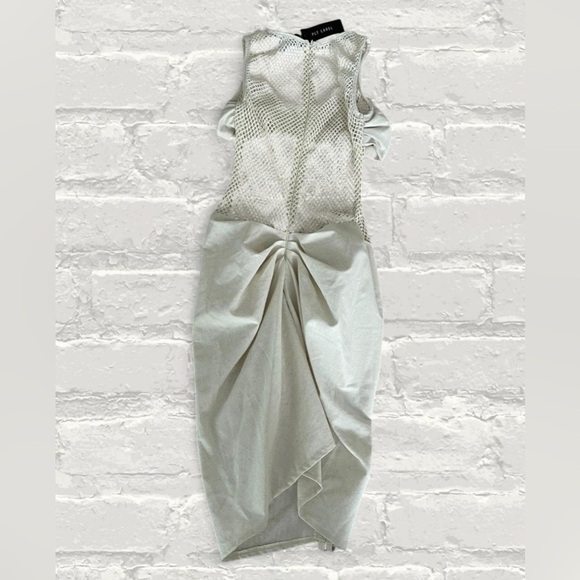 PLT Label Off White Sheer Panel Detail Ruched Bodycon Dress - Picture 5 of 5